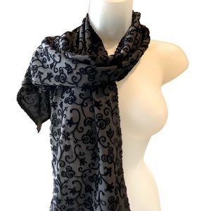 Black Scarf Cut Velvet Design Soft Comfortable Warm Can Be Worn Many Ways